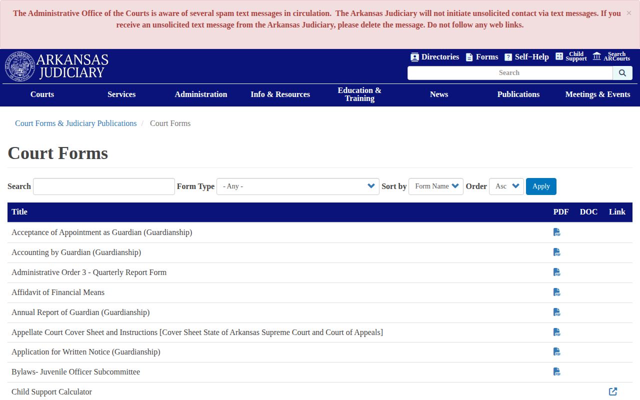 Lonoke County booking record sealing forms from Arkansas Judiciary